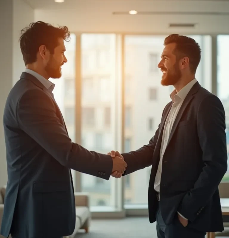 Business advisor and client shaking hands after a successful meeting