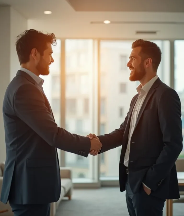 Business advisor and client shaking hands after a successful meeting